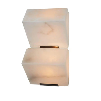 Alabaster Wall Lamp Modern with Stacked Cube Shades and Integrated LED