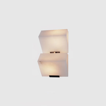 Alabaster Wall Lamp Modern with Stacked Cube Shades and Integrated LED