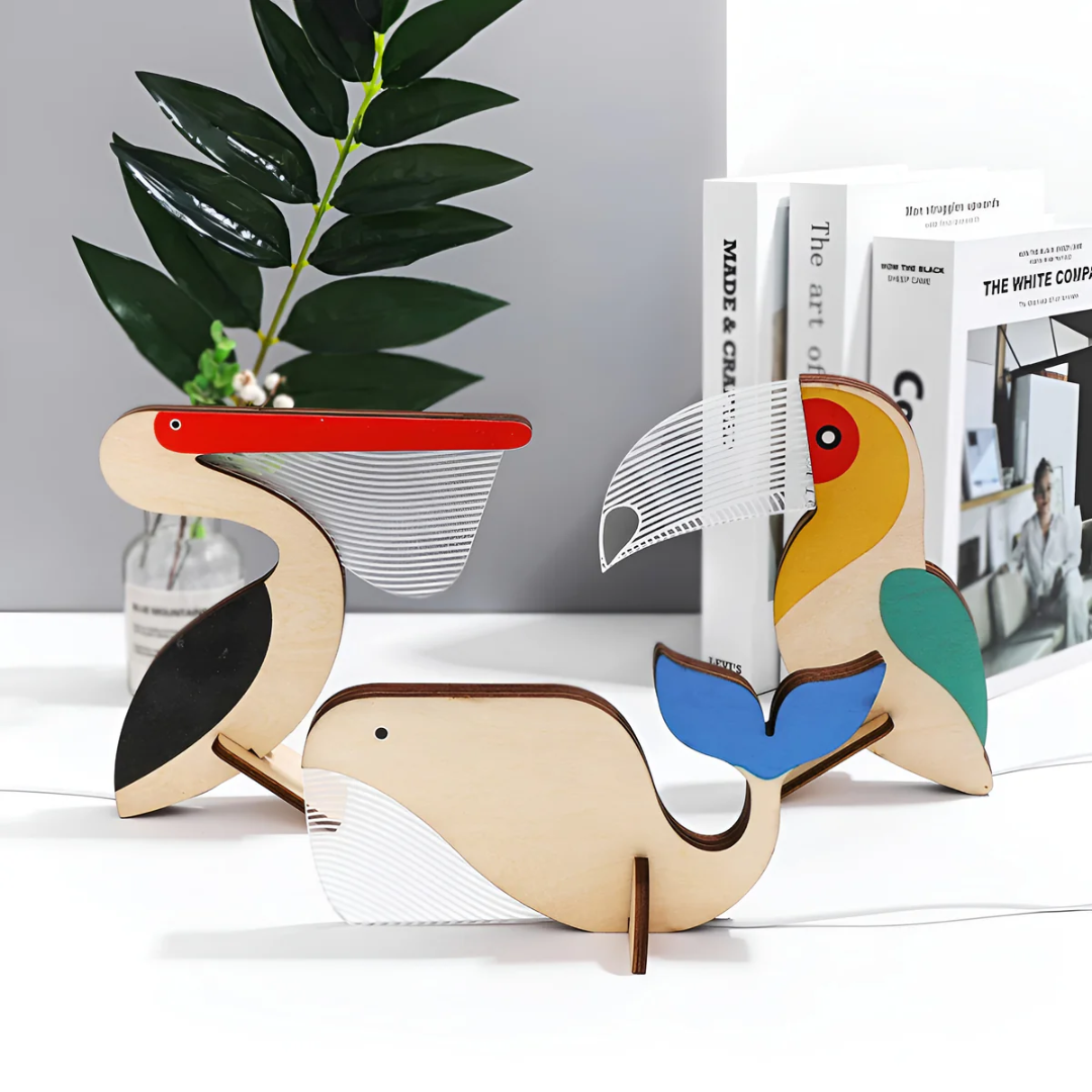 Animal LED Table Lamp Wooden Night Light for Bedroom or Kids Room