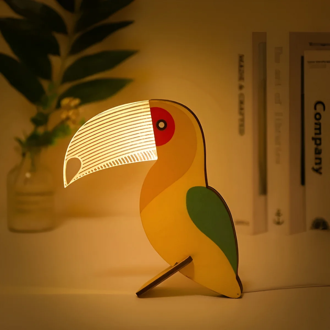 Animal LED Table Lamp Wooden Night Light for Bedroom or Kids Room