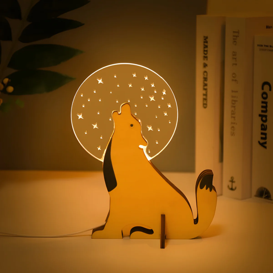 Animal LED Table Lamp Wooden Night Light for Bedroom or Kids Room