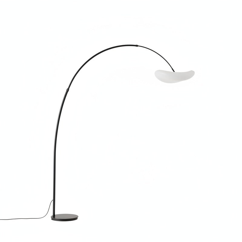 Arc Floor Lamp Modern with Curved Arm and Organic Shade