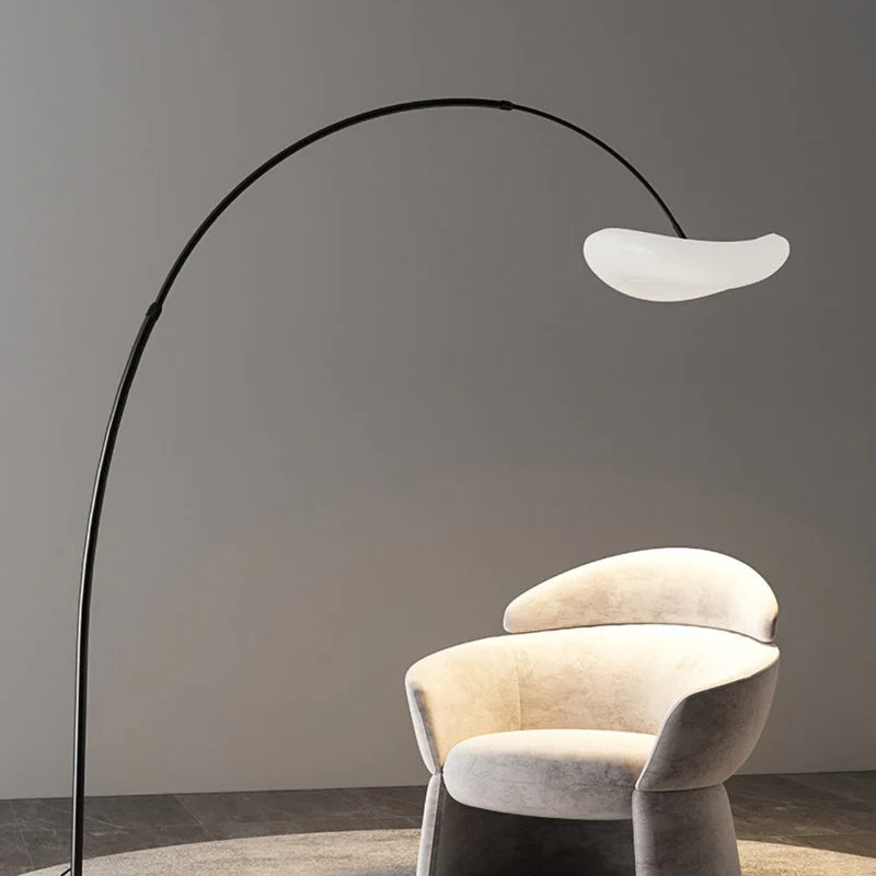 Arc Floor Lamp Modern with Curved Arm and Organic Shade