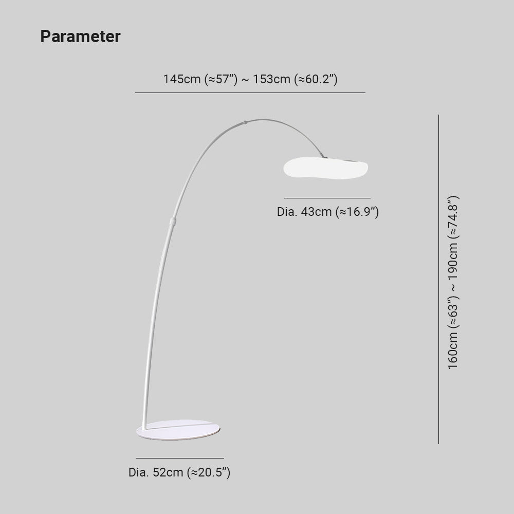 Arc Floor Lamp Modern with Curved Arm and Organic Shade