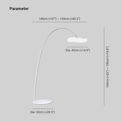 Arc Floor Lamp Modern with Curved Arm and Organic Shade