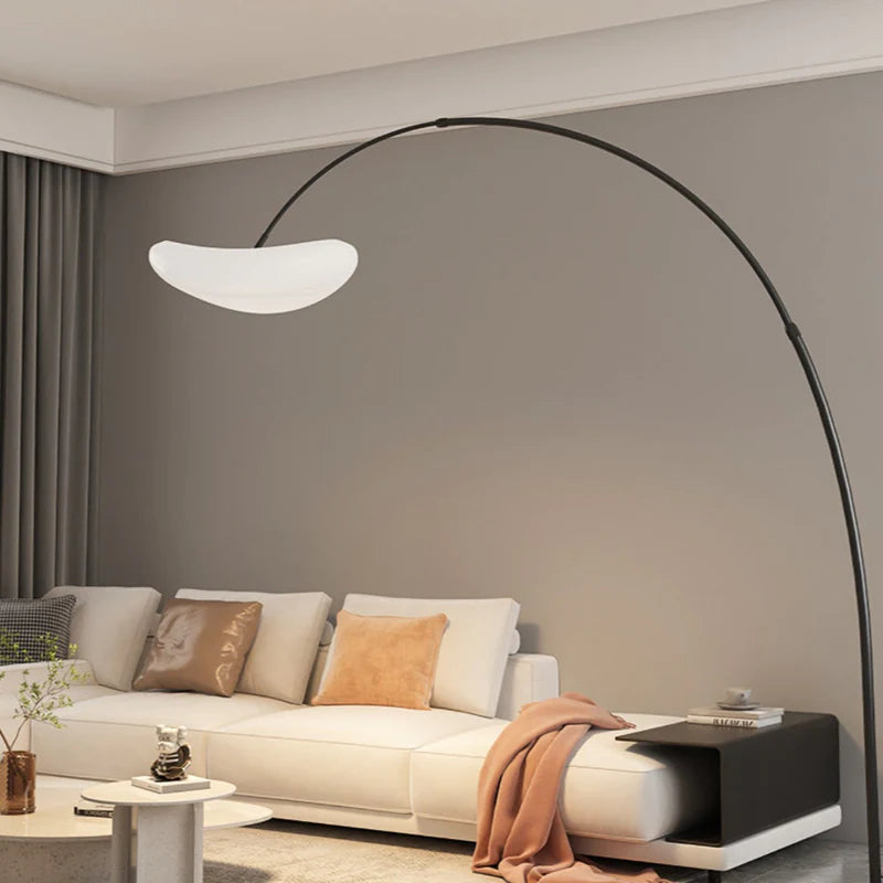 Arc Floor Lamp Modern with Curved Arm and Organic Shade