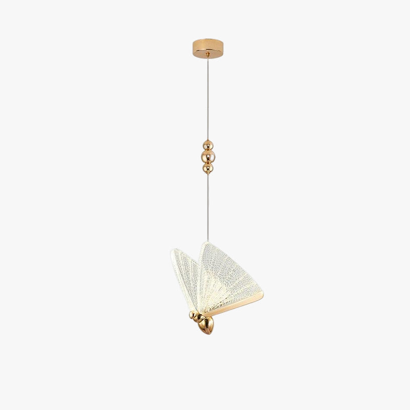 Art Deco Butterfly Pendant Light with Textured Wings