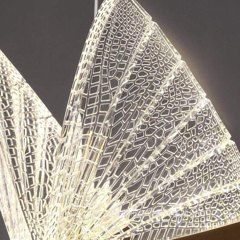 Art Deco Butterfly Pendant Light with Textured Wings