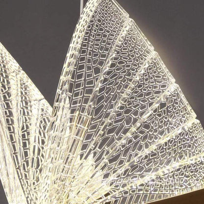 Art Deco Butterfly Pendant Light with Textured Wings