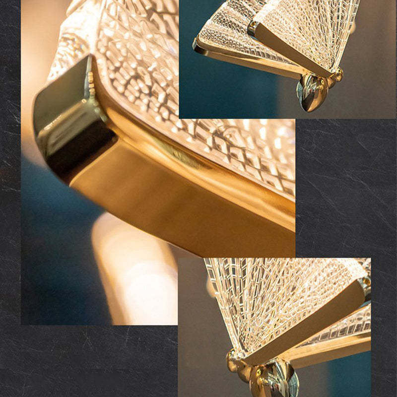 Art Deco Butterfly Pendant Light with Textured Wings