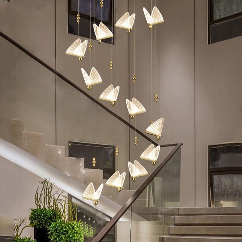 Art Deco Butterfly Pendant Light with Textured Wings