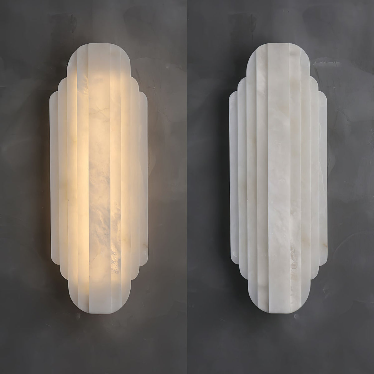 Art Deco Wall Lamp with Alabaster Shade and Integrated LED