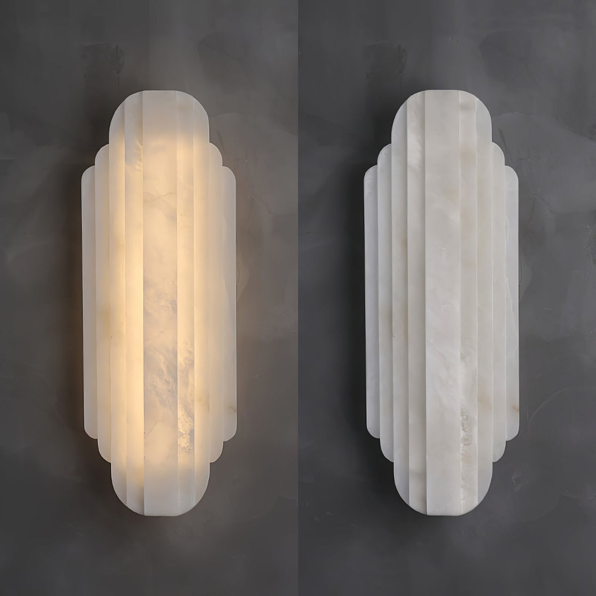 Art Deco Wall Lamp with Alabaster Shade and Integrated LED