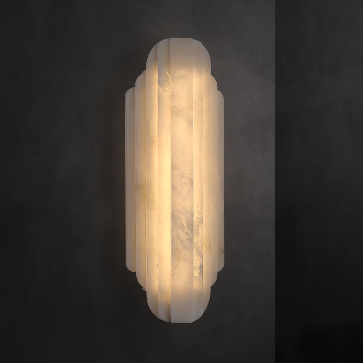 Art Deco Wall Lamp with Alabaster Shade and Integrated LED