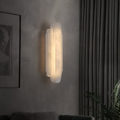 Art Deco Wall Lamp with Alabaster Shade and Integrated LED