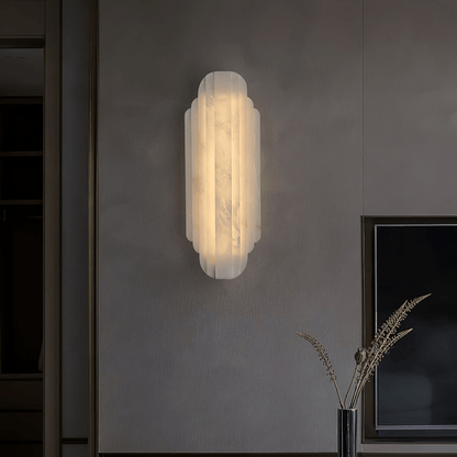 Art Deco Wall Lamp with Alabaster Shade and Integrated LED