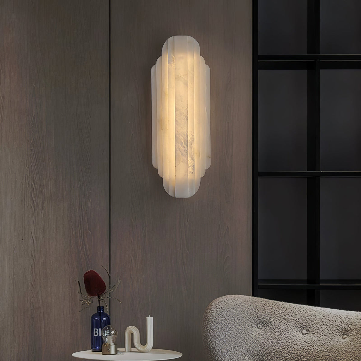 Art Deco Wall Lamp with Alabaster Shade and Integrated LED