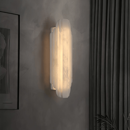 Art Deco Wall Lamp with Alabaster Shade and Integrated LED