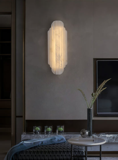 Art Deco Wall Lamp with Alabaster Shade and Integrated LED