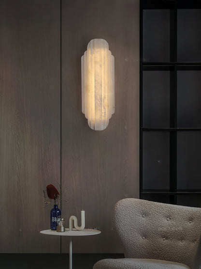 Art Deco Wall Lamp with Alabaster Shade and Integrated LED