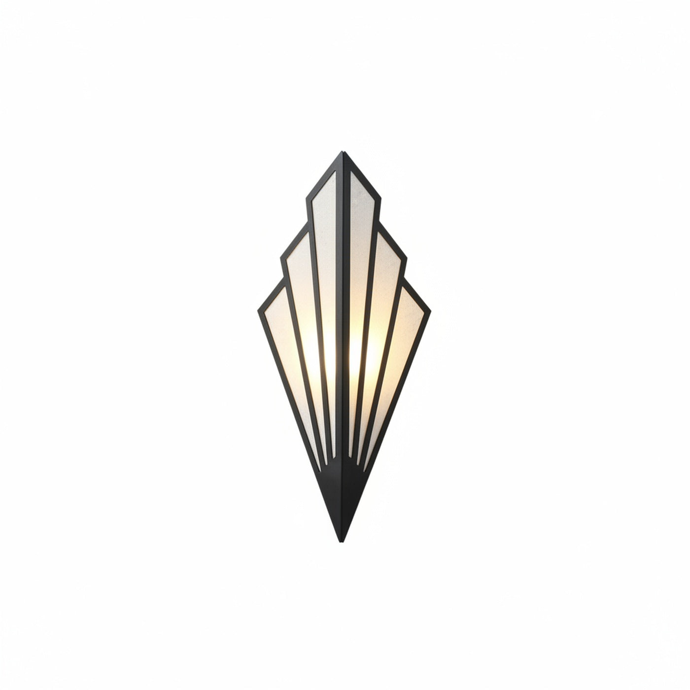 Art Deco Wall Lamp with Diamond Fan Shape and Frosted Glass Panels