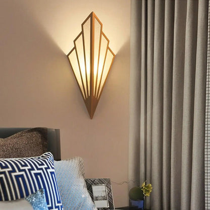 Art Deco Wall Lamp with Diamond Fan Shape and Frosted Glass Panels
