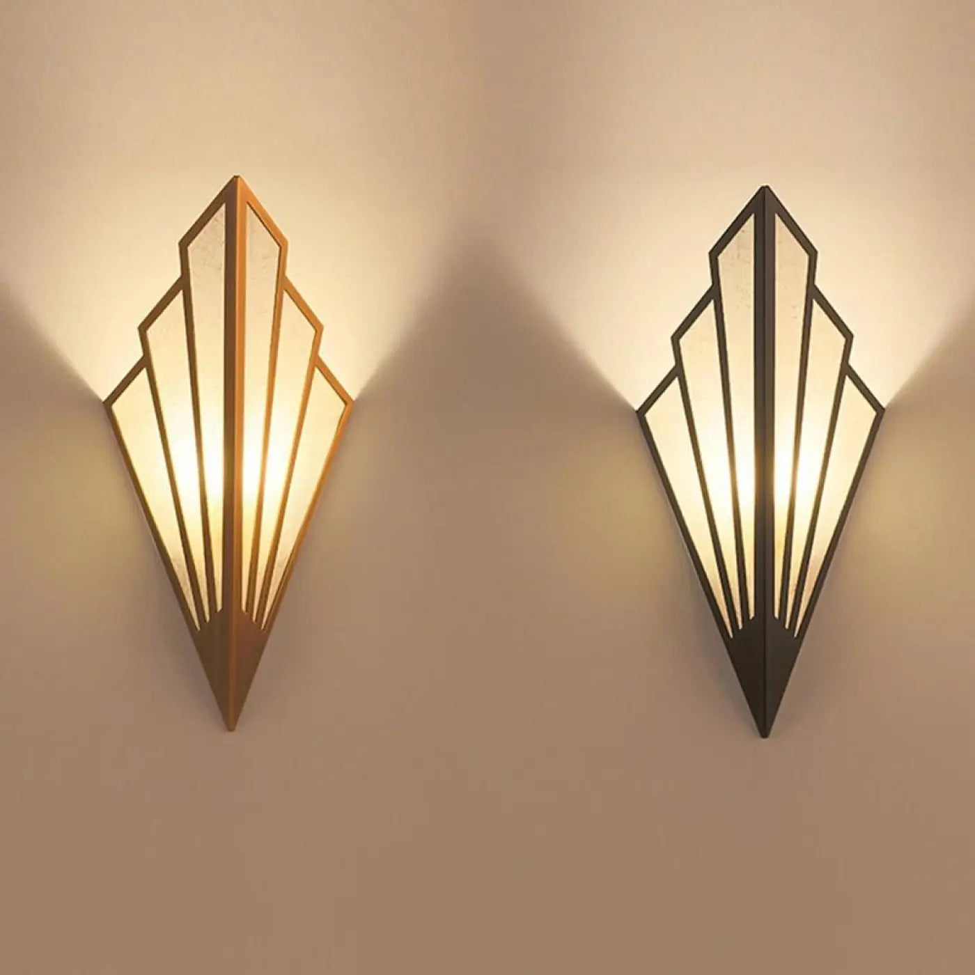 Art Deco Wall Lamp with Diamond Fan Shape and Frosted Glass Panels