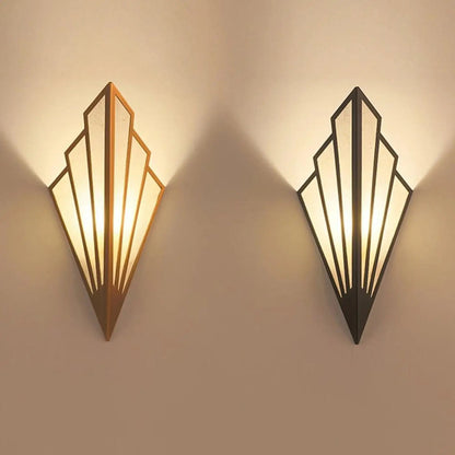 Art Deco Wall Lamp with Diamond Fan Shape and Frosted Glass Panels