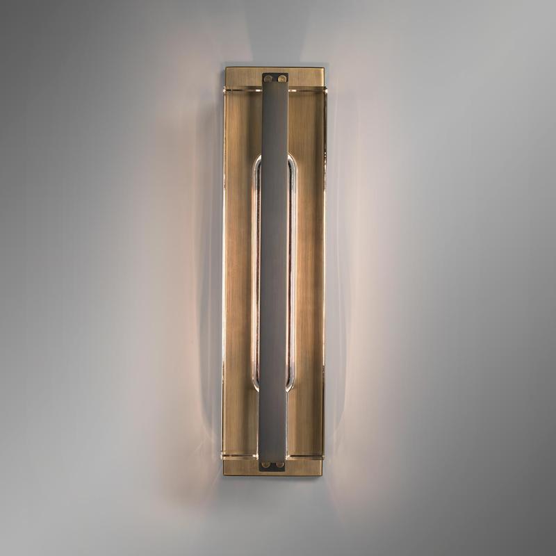 Art Deco Wall Sconce with Glass Panel and Exposed Bulb