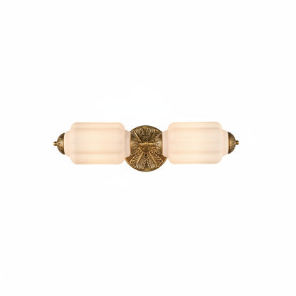 Art Deco Wall Sconce with Ornate Brass Backplate and Glass Shades