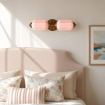 Art Deco Wall Sconce with Ornate Brass Backplate and Glass Shades