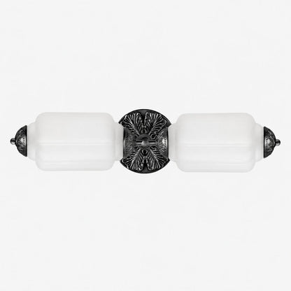Art Deco Wall Sconce with Ornate Brass Backplate and Glass Shades