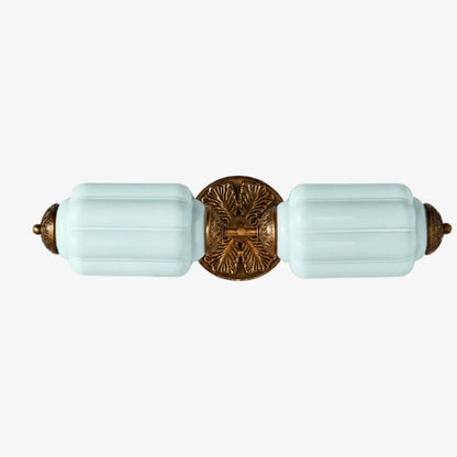 Art Deco Wall Sconce with Ornate Brass Backplate and Glass Shades