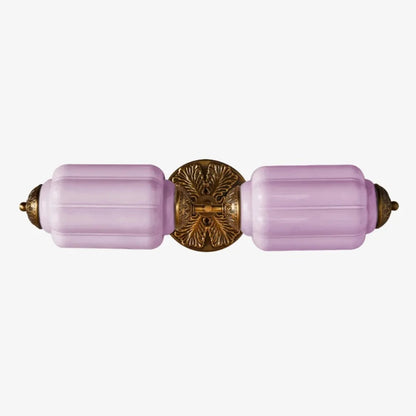 Art Deco Wall Sconce with Ornate Brass Backplate and Glass Shades