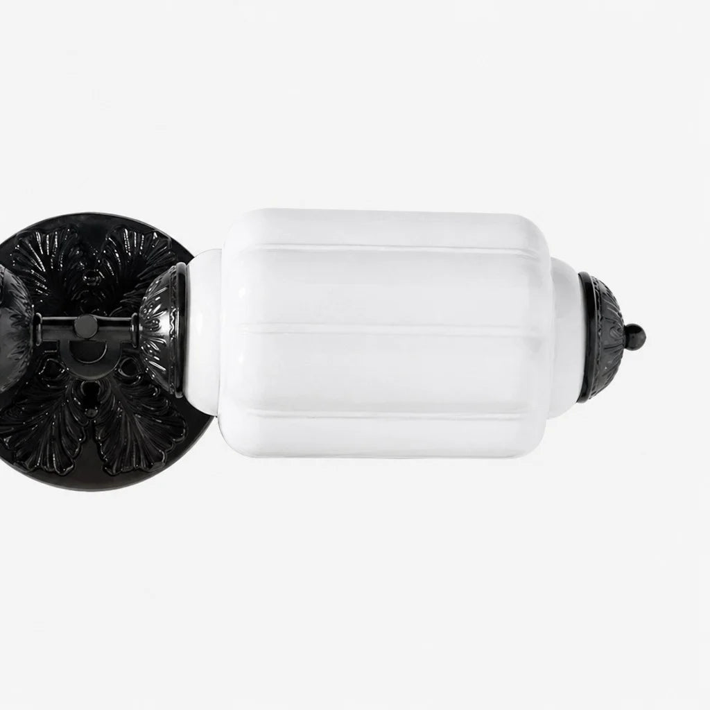 Art Deco Wall Sconce with Ornate Brass Backplate and Glass Shades