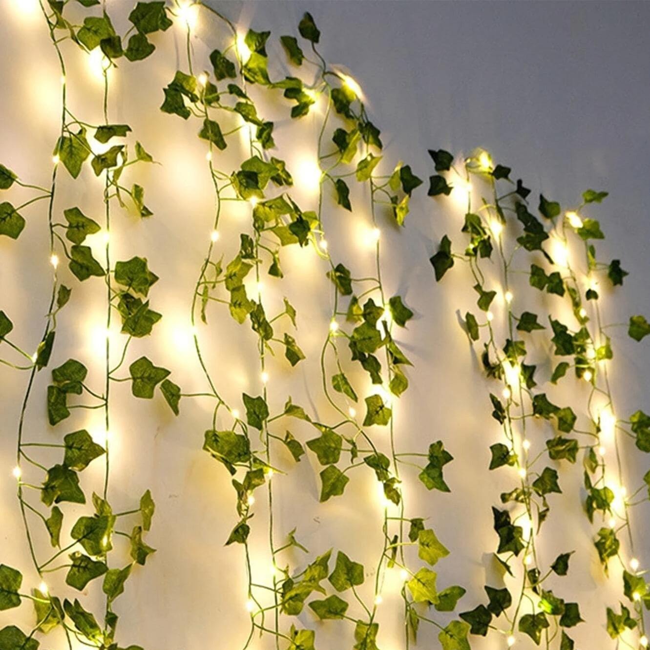 Artificial Ivy Vine Garland with LED Fairy Lights for Indoor and Outdoor Use