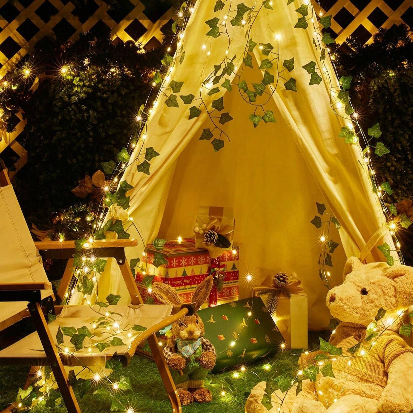 Artificial Ivy Vine Garland with LED Fairy Lights for Indoor and Outdoor Use