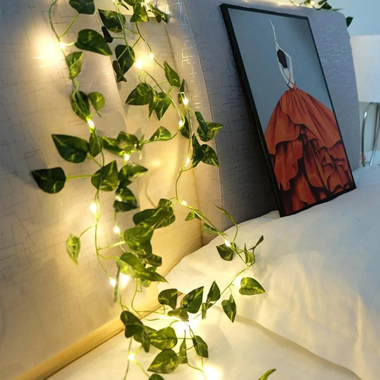 Artificial Ivy Vine Garland with LED Fairy Lights for Indoor and Outdoor Use