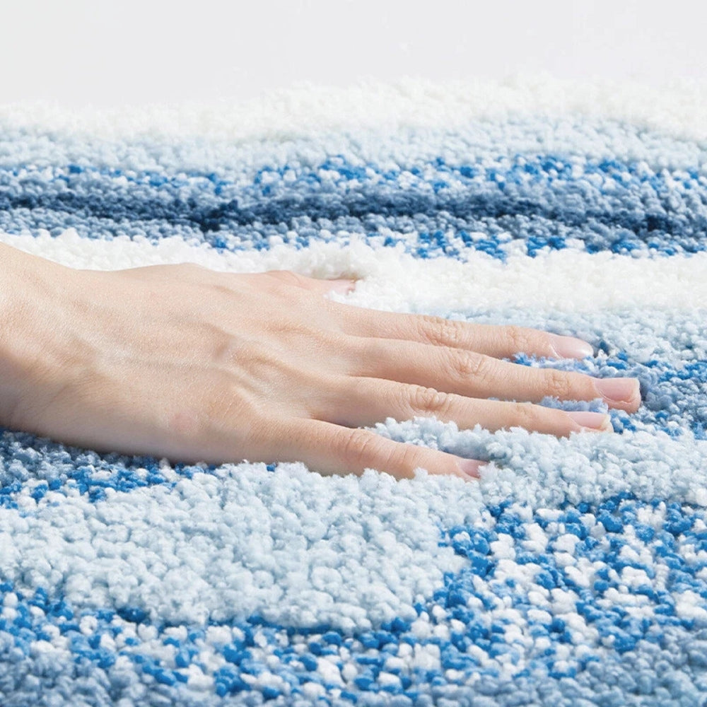 Bath Mat Antislip with Ocean Wave and Footprint Design