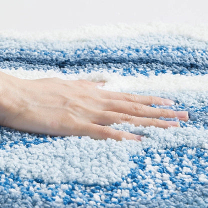 Bath Mat Antislip with Ocean Wave and Footprint Design