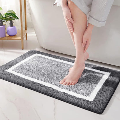 Bath Mat Non-Slip with Absorbent Border Design and Non-Slip Backing