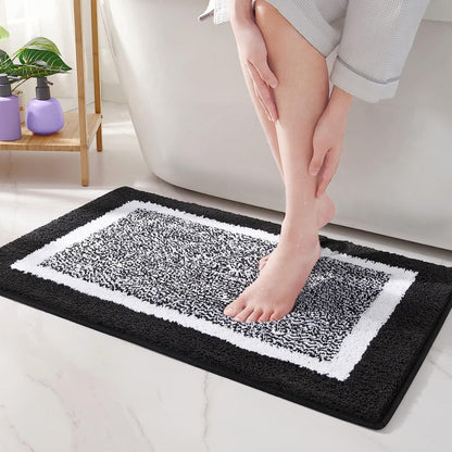 Bath Mat Non-Slip with Absorbent Border Design and Non-Slip Backing