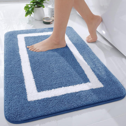 Bath Mat Non-Slip with Absorbent Border Design and Non-Slip Backing