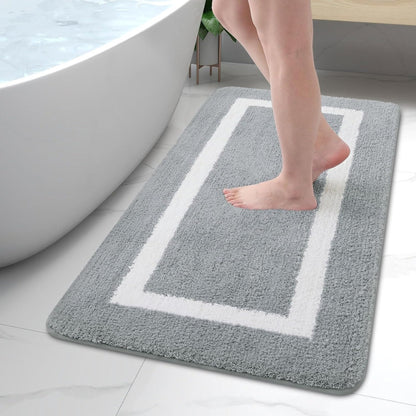 Bath Mat Non-Slip with Absorbent Border Design and Non-Slip Backing