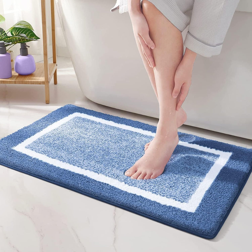 Bath Mat Non-Slip with Absorbent Border Design and Non-Slip Backing