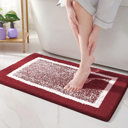 Bath Mat Non-Slip with Absorbent Border Design and Non-Slip Backing