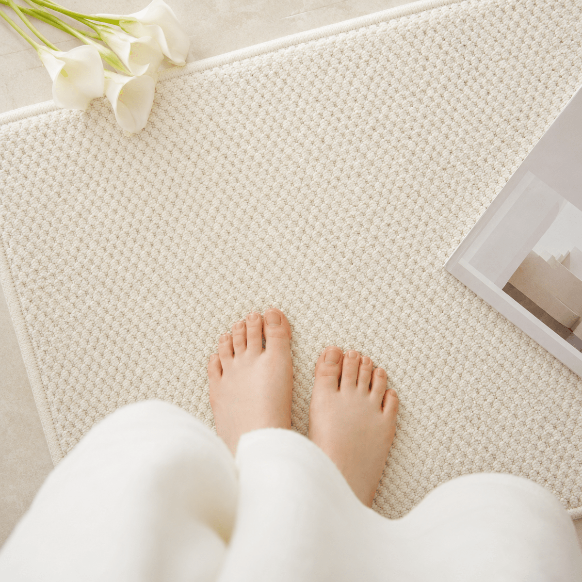 Bath Mat Non-Slip Woven Texture with Machine Washable Design