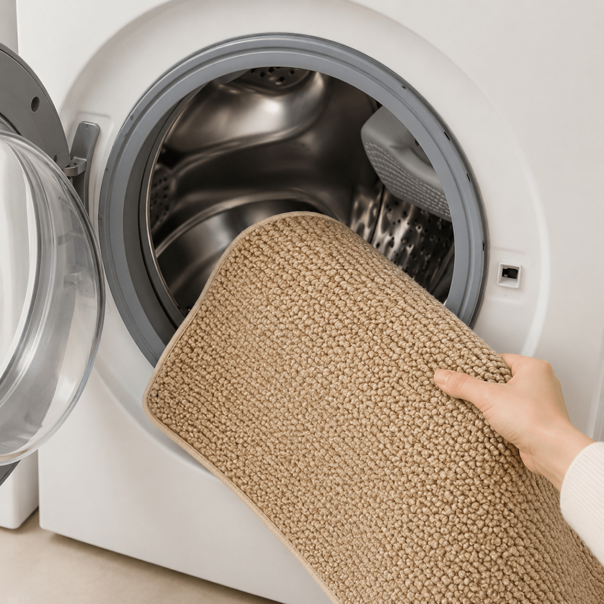Bath Mat Non-Slip Woven Texture with Machine Washable Design