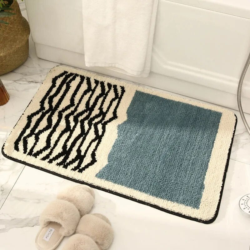 Bath Mat with Abstract Pattern and Anti-Slip Bottom