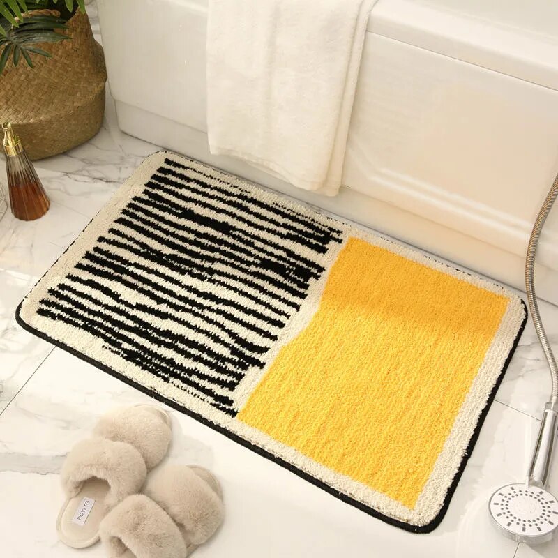 Bath Mat with Abstract Pattern and Anti-Slip Bottom
